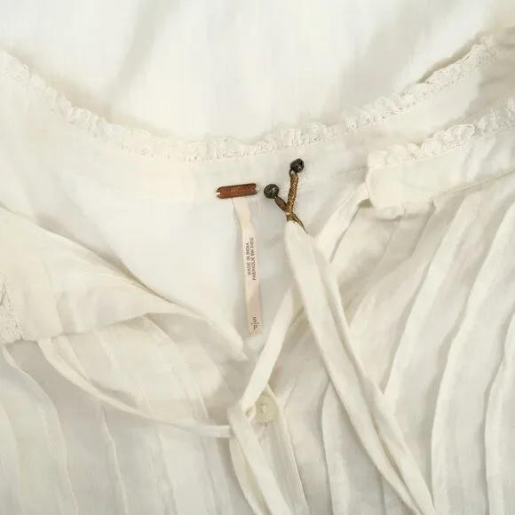 Free People Making Memories Midi Dress Buttondown Ruffle Crochet Lace S 284953 - Picture 9 of 10